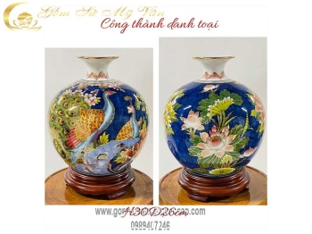 Bình hút tài lộc Công Thành Danh Toại mẫu 10 đun khử cao cấp gốm sứ Bát Tràng